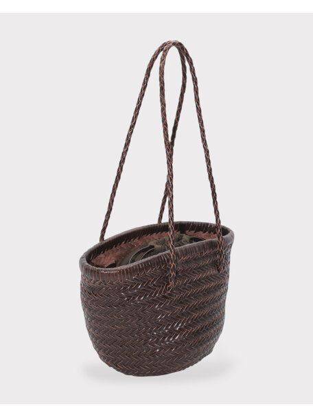 Sook Hand-woven leather bucket bag Carmel - chocolate