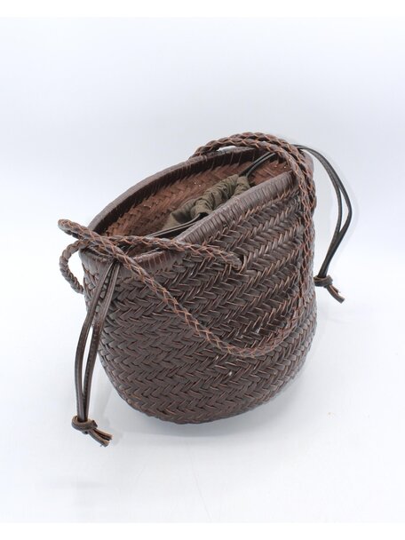 Sook Hand-woven leather bucket bag Carmel - chocolate