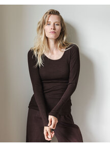 Unaduna Women's shirt long sleeves tiny rib wool - kladdkaka