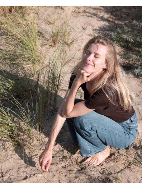 Unaduna Women's shirt short sleeves tiny rib wool - kladdkaka