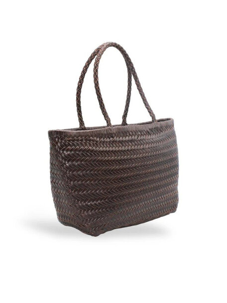 Sook Hand-woven leather bag Lou - coffee