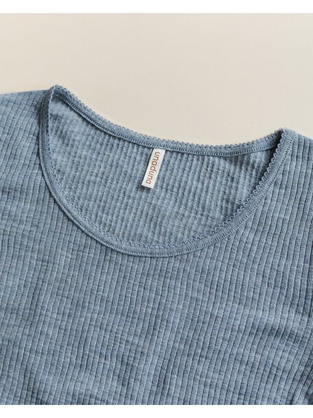 Unaduna Women's shirt short sleeves of wool rib - nila