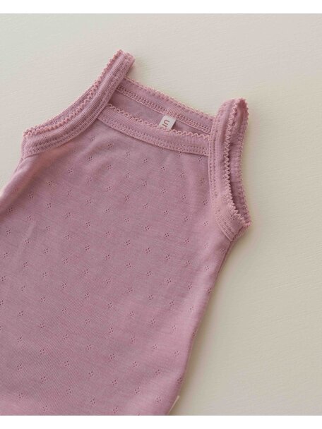 Unaduna Summer romper pointelle wool/silk - cameo rose