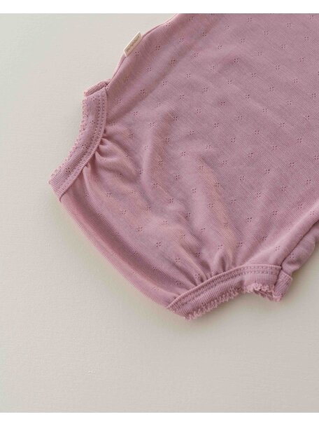 Unaduna Summer romper pointelle wool/silk - cameo rose