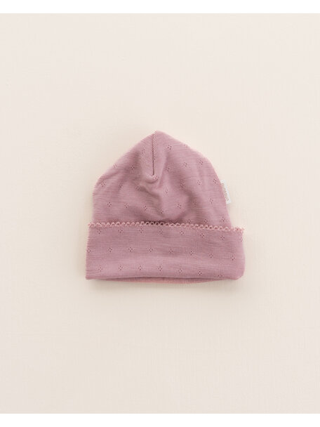 Unaduna Baby hat pointelle wool/silk - cameo rose