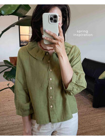 Matona Ruffled collar blouse - cardamon