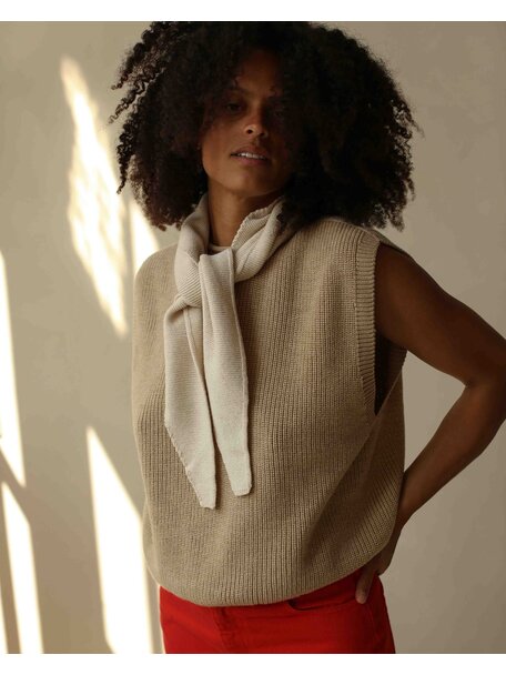 Hvid Soft wool scarf Josephina - cream