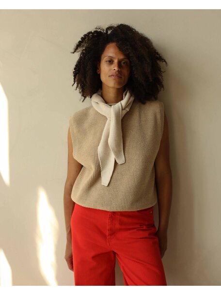 Hvid Soft wool scarf Josephina - cream
