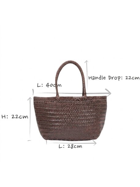 Sook Hand-woven leather bag Lou - coffee