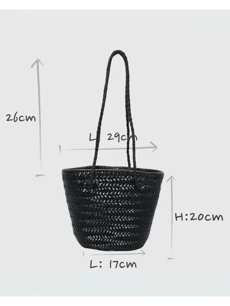 Sook Hand-woven leather bucket bag  Carmel - black