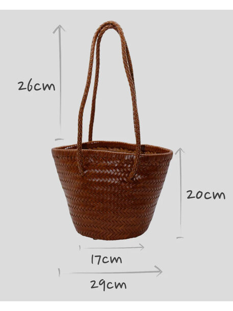Sook Hand-woven leather bucket bag Carmel - caramel