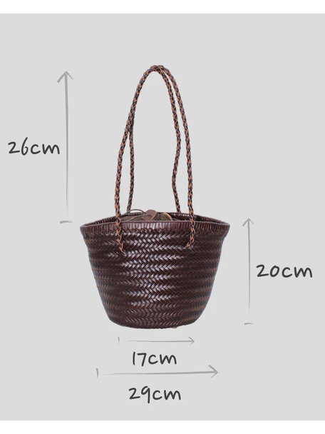 Sook Hand-woven leather bucket bag Carmel - chocolate