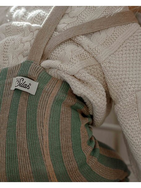 Silly Silas Footless Retro Ribbed Tights with Braces - Matcha/Peanut Striped
