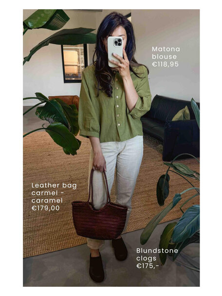 Sook Hand-woven leather bag Carmel - caramel