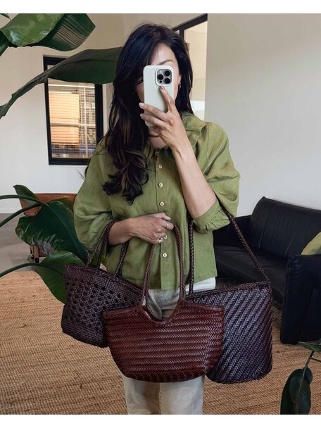 Sook Hand-woven leather bag Carmel - caramel