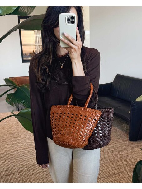 Sook Hand-woven leather bag  Ivy - caramel