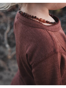 Unaduna Baby blouse pointelle wool/silk - henna dune