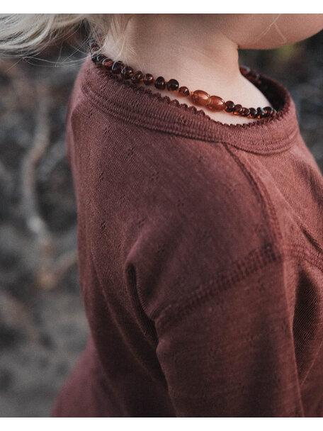 Unaduna Baby blouse pointelle wool/silk - henna dune