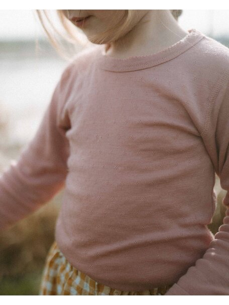 Unaduna Shirt longleeves pointelle wool/silk - cameo rose