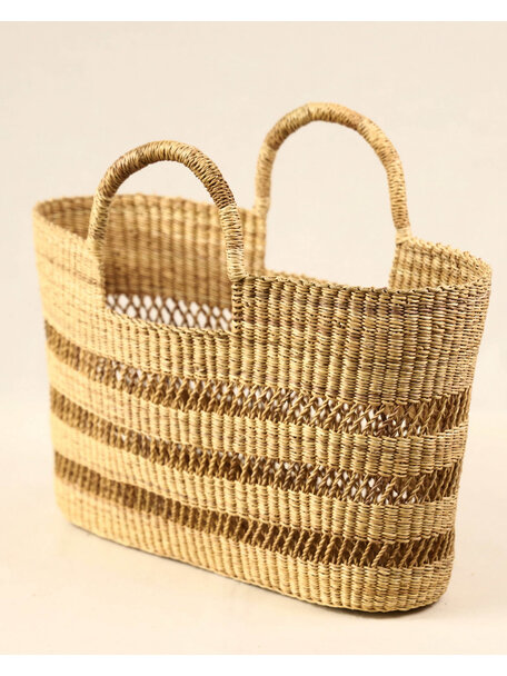 Handmade in Ghana Handwoven Bolga bag - stripe
