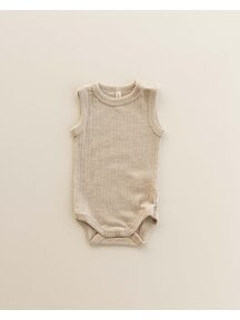Unaduna Sleeveless romper rib wool/silk - maca