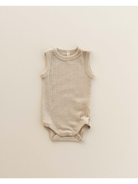 Unaduna Sleeveless romper rib wool/silk - maca