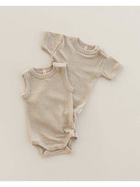 Unaduna Body short sleeves rib wool/silk - maca