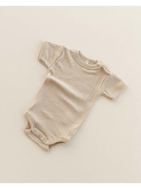 Unaduna Body short sleeves rib wool/silk - maca