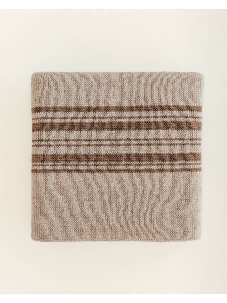 Hvid Merino wool baby blanket Gilbert - sand/walnut