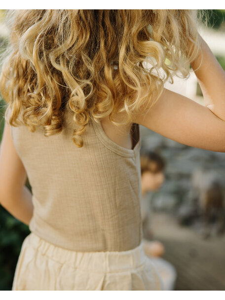 Unaduna Kids undershirt rib wool/silk - maca