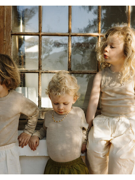 Unaduna Kids undershirt rib wool/silk - maca