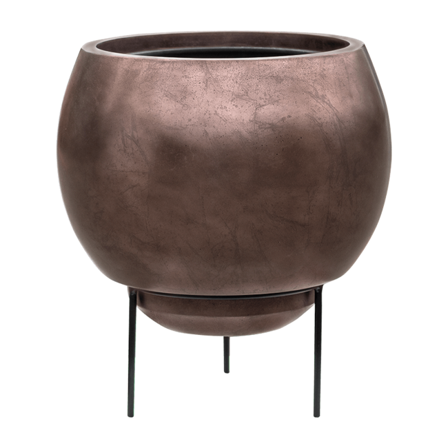 Baq Metallic Silver Leaf Globe Elevated Matt Coffee (met inzetbak + voet)