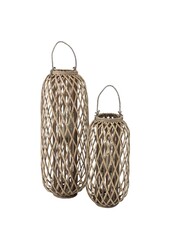 J-Line lantaarn Willow - hout - grijs - large