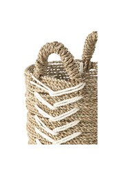 J-Line Set Van Twee Manden Chevron Raffia Wit/Naturel