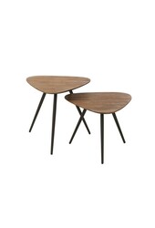 J-Line tafel Driehoek - hout/glas - naturel - 2 stuks