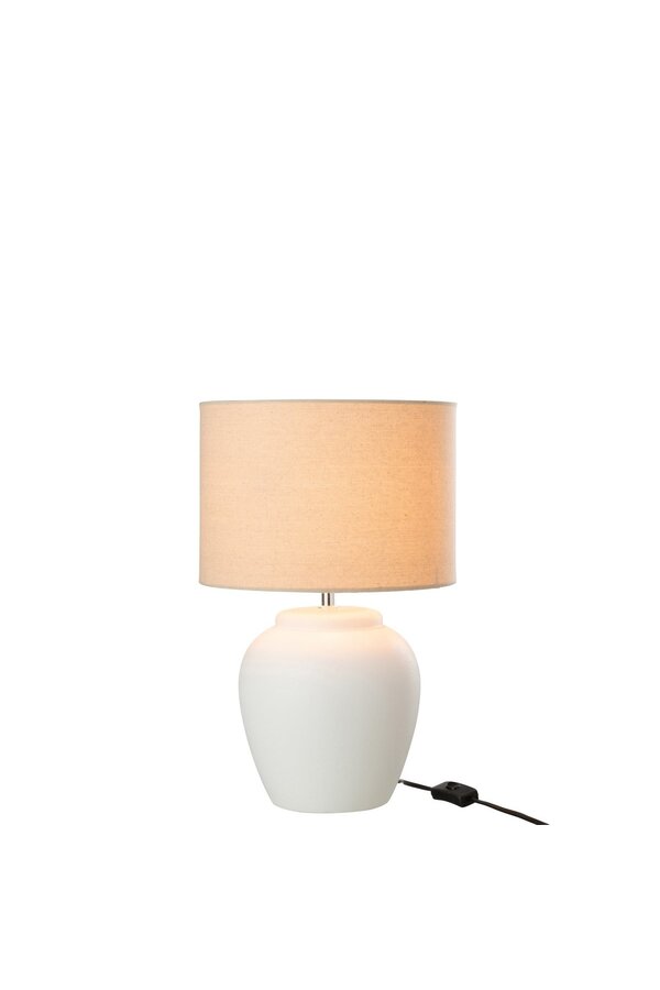 J-Line lamp Meli + Kap - keramiek - linnen - wit - small