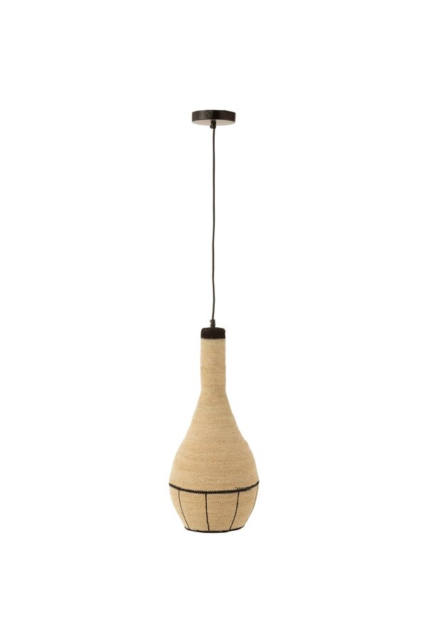 J-Line Hangende Lamp Peer Lijnen Zeegras Naturel/Zwart