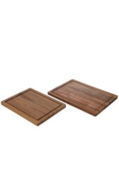 J-Line bijzettafel Lounge - metaal/hout - wit/naturel - set van 2