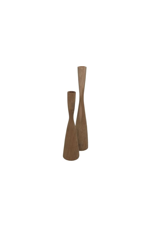 Kandelaar Set van 2 - ø8X32/ø8X42 - Naturel - Teak