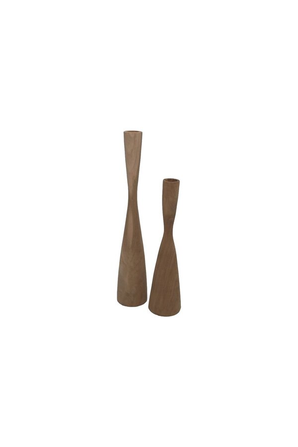 Kandelaar Set van 2 - ø8X32/ø8X42 - Naturel - Teak