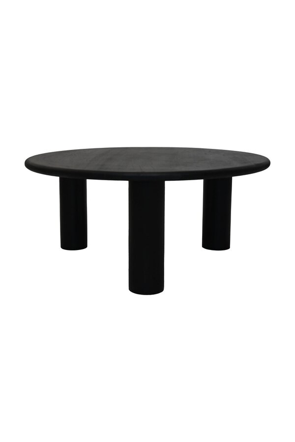 Salontafel Ronde pilaarpoot - 80x80x35 - Zwart - MangonWood