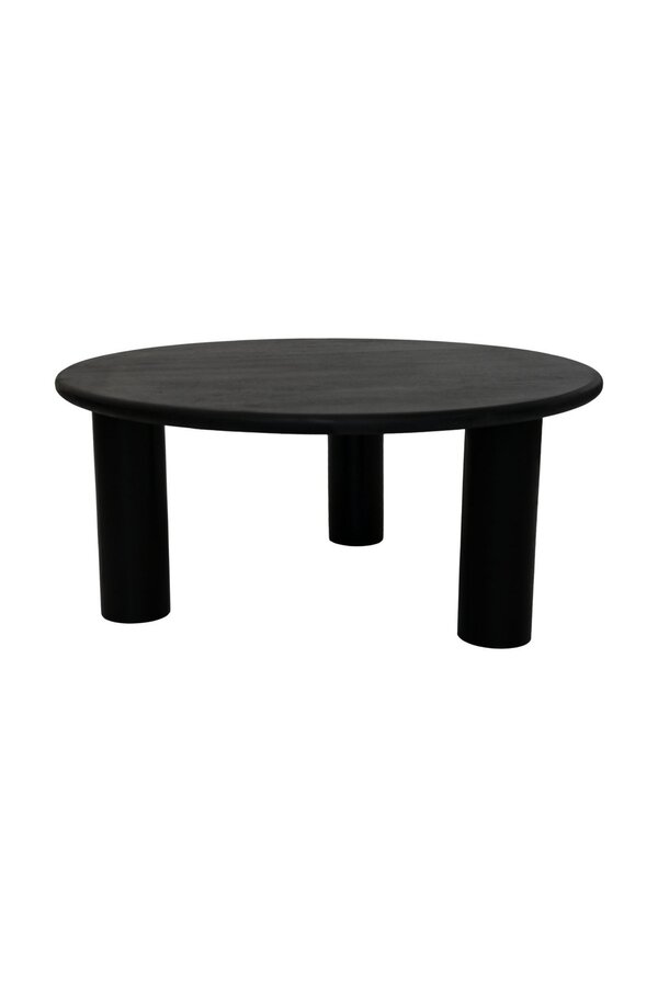 Salontafel Ronde pilaarpoot - 80x80x35 - Zwart - MangonWood