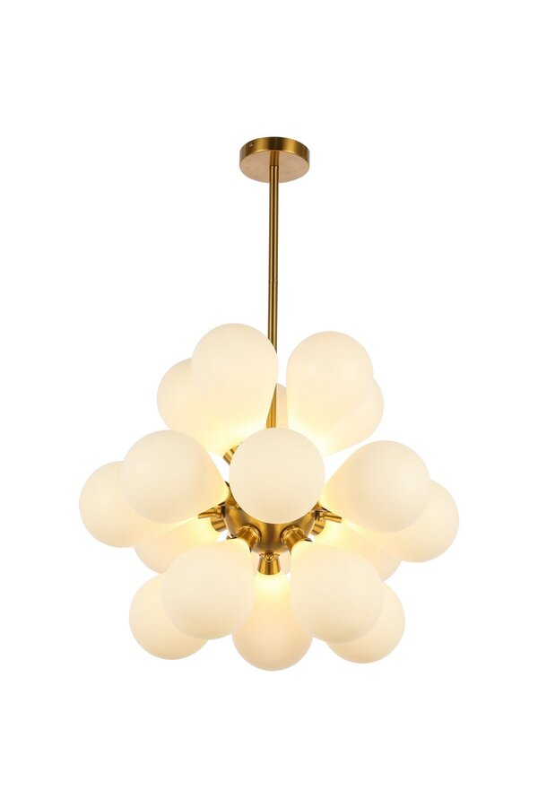 Hanglamp Ellen Gold Frosted White Glass.