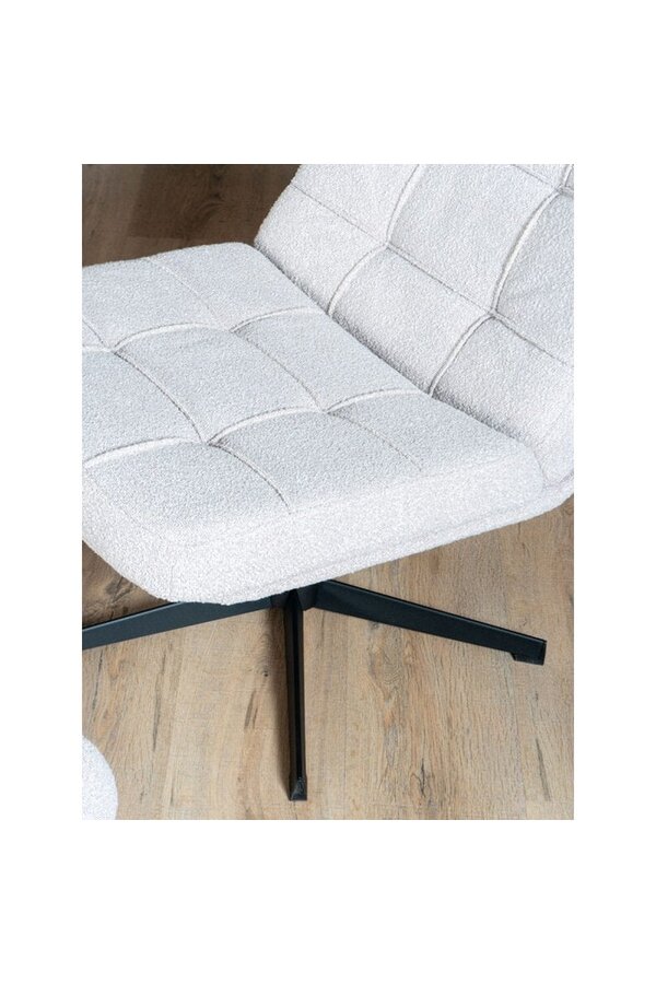 Fauteuil Aiden + Hocker – Bouclé – Naturel