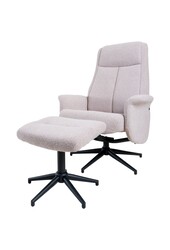 Relaxfauteuil Bindy + Hocker – Bouclé – Naturel