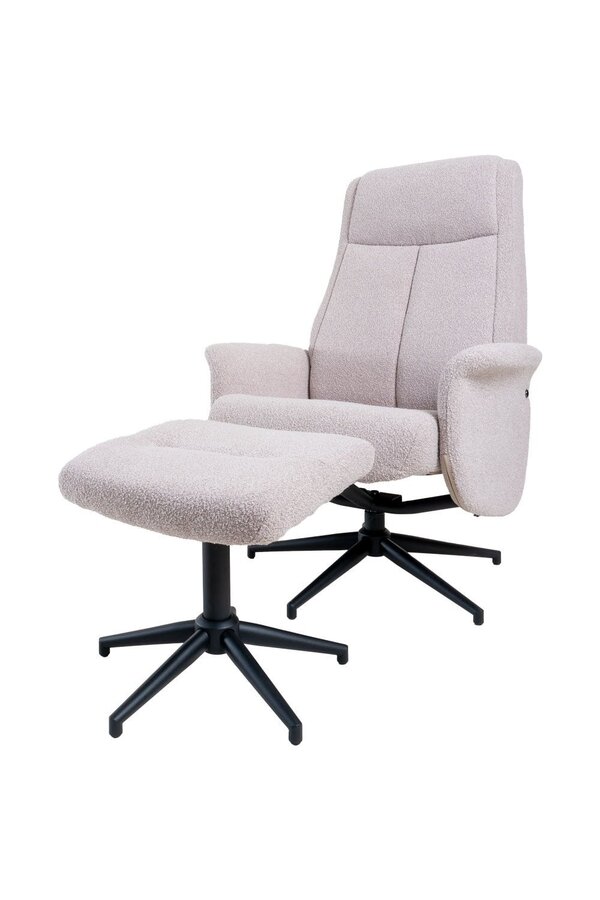 Relaxfauteuil Bindy + Hocker – Bouclé – Naturel