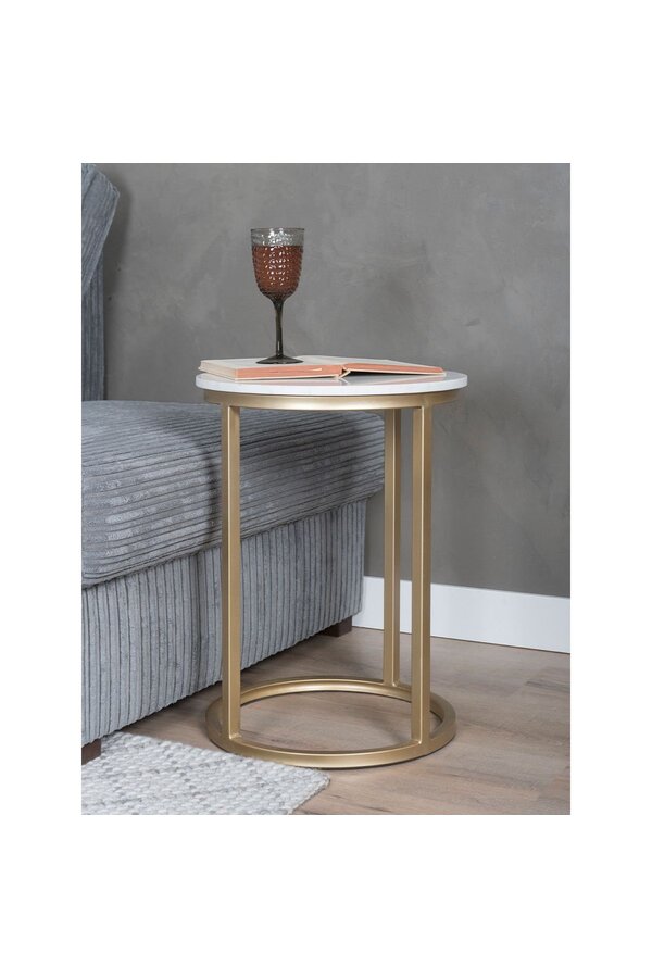 Laptoptafel Mitch Marmer Rond - Wit/Goud