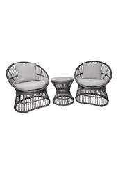 Natal Lounge Set - Loungeset, rotan, grijs, incl. Kussens