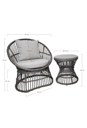 Natal Lounge Set - Loungeset, rotan, grijs, incl. Kussens
