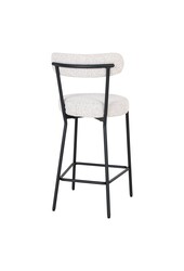 Badalona Counter Chair - Barkruk, wit bouclé met zwarte poten, HN1270